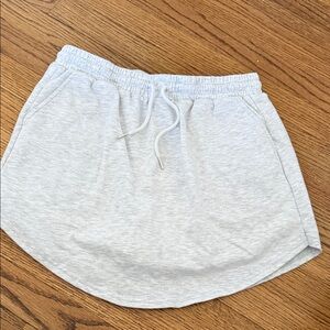 Casual Elastic Waist Drawstring Skirt - Light Heather Gray